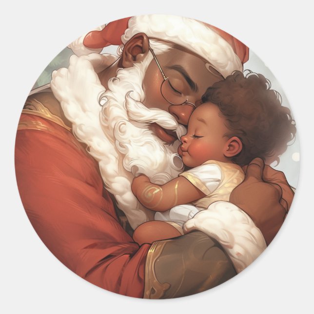 Sticker Rond Black Père Noël Tender Joy (Devant)