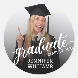 Sticker Rond Black Personnalisée Graduation Photo Graduate Part