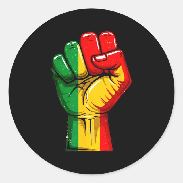 Sticker Rond Black Power Fist Pan African Flag Raised Pride  (Devant)