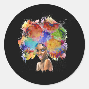 Sticker Rond Black Queen Afro Melanin Art Africain Américain