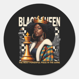 Sticker Rond Black Queen Chess Emaîtrise Black Culture Costum