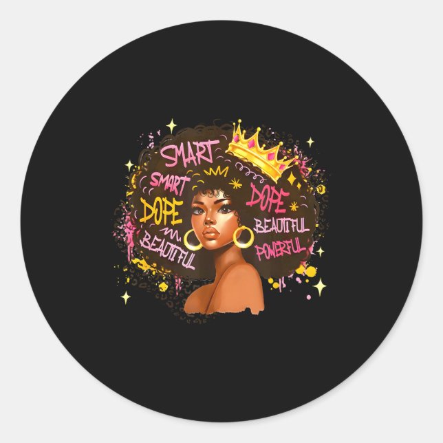Sticker Rond Black Queen Dripng Afro Melanin Black History Mont (Devant)