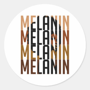 Sticker Rond Black Queen Melanin Afro Femmes Retro Typog Vintag