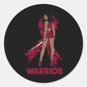 Sticker Rond Black Queen Melanin Burgundy Ribbon Sickcell Aw