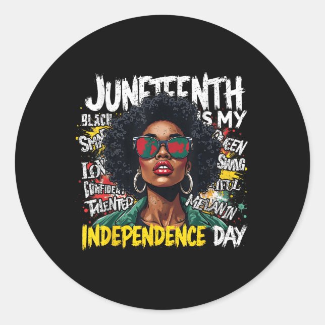 Sticker Rond Black Queen Pride Junetdix Est Mon Da Indépendance (Devant)