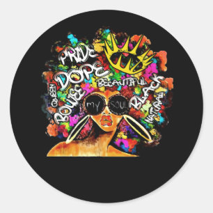 Sticker Rond Black Queen Retro Afrords Melanin Dope