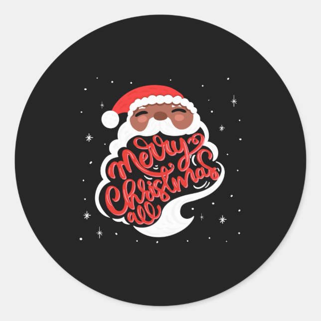 Sticker Rond Black Santa Merry Christmas All Toddler T Shirt  (Devant)