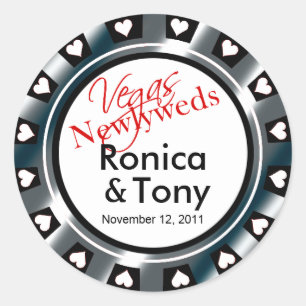 Sticker Rond Black & Silver Vegas Newlyweds Casino Chip