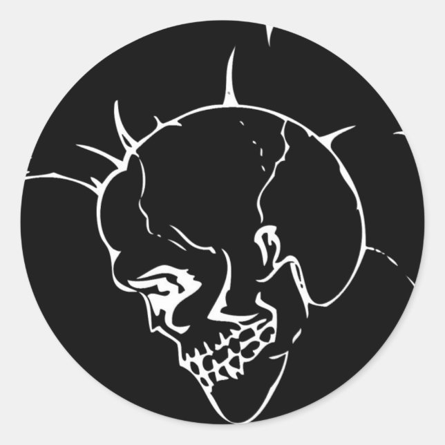 Sticker rond Black Skull Punk (Devant)