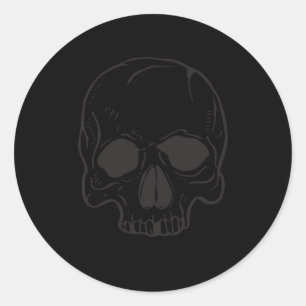 Sticker Rond Black Skull Rock Star Cool Black Birthday Party