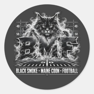 Sticker Rond Black Smoke Maine Coon Football Grunge Art