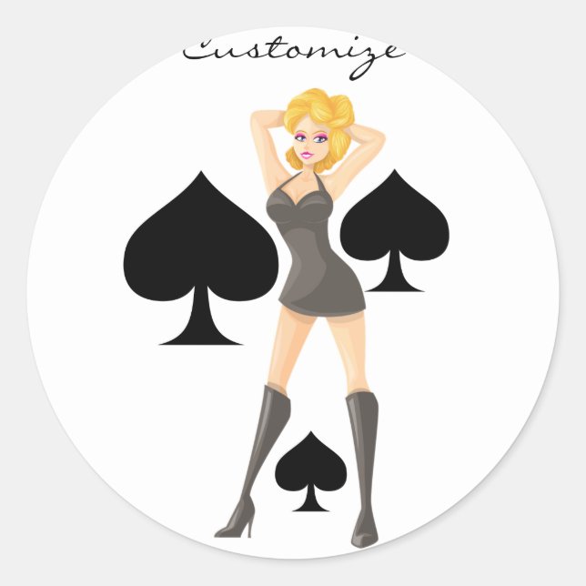 Sticker Rond Black Spades Blonde Queen Thunder_Cove (Devant)