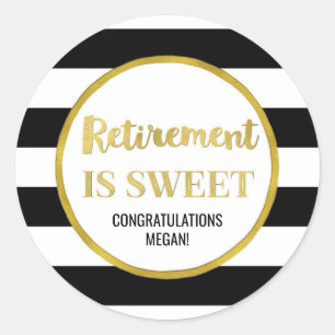 Sticker Rond Black Stripes Gold Retirement est doux