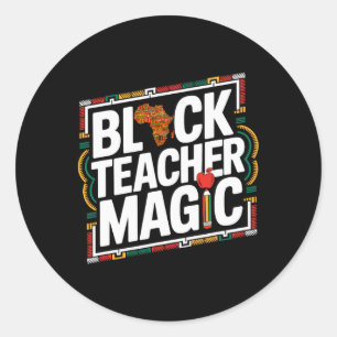 Sticker Rond Black Teacher Magic Afro Black History Mois Femme