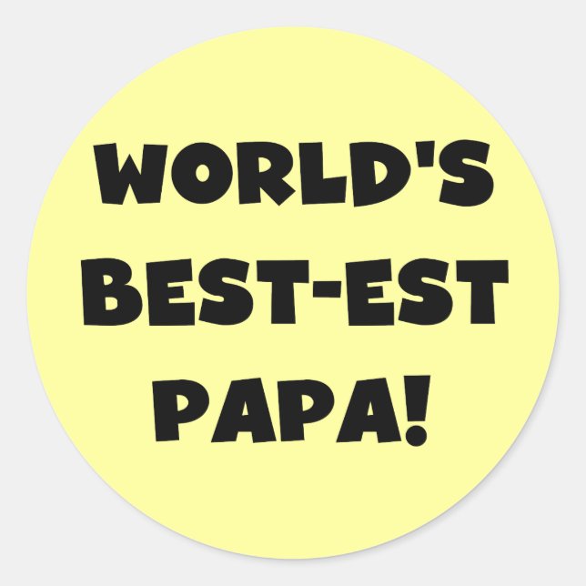Sticker Rond Black Text World's Best of Papa Tshirts and Gifts (Devant)