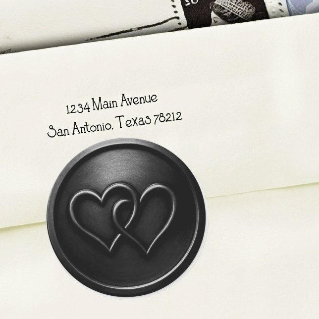 Sticker Rond Black Two Hearts Intertwined Wedding (Créateur téléchargé)