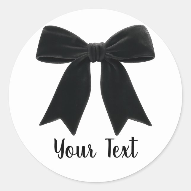 Sticker Rond Black Velvet Bow Élégante Posh fête d'anniversaire (Devant)