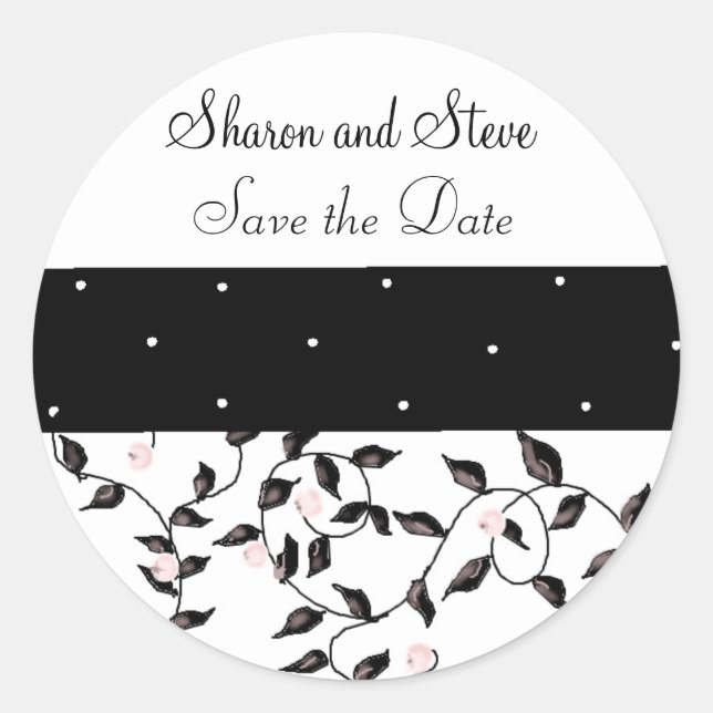 Sticker Rond Black Vines Sauvegarder la Date (Devant)