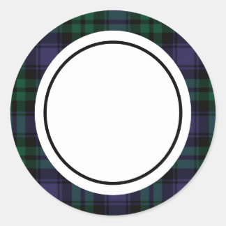 Sticker Rond Black Watch Tartan, Plaid