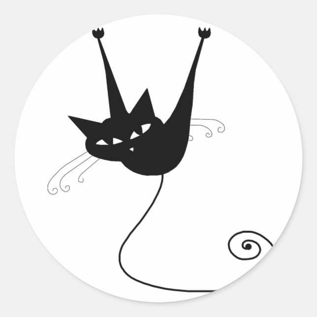 Sticker Rond Black Whimsy Kitty 1 (Devant)