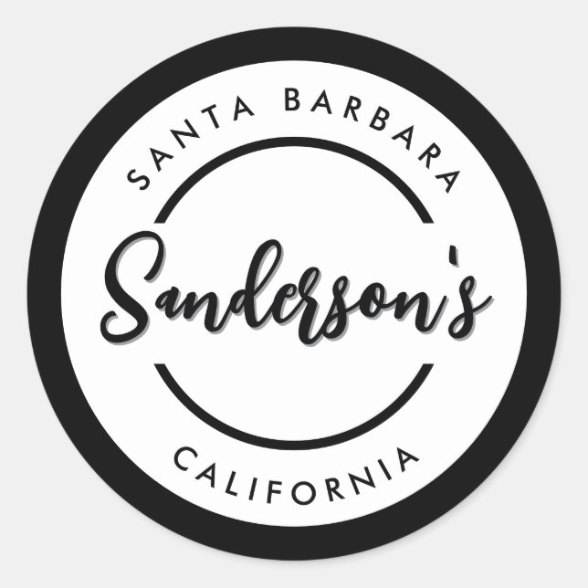 Sticker Rond Black White City Ville Lieu Nom Endroit Cercle (Devant)