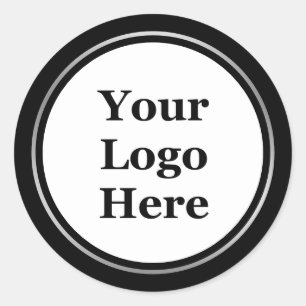 Sticker Rond Black, White et Faux Silver Votre logo ici