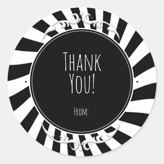 Sticker Rond Black White Fun Whimstripes Halloween Party (Devant)