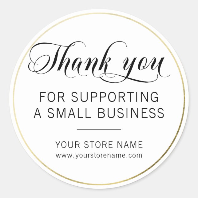 Sticker Rond Black White Gold Small Business Merci (Devant)