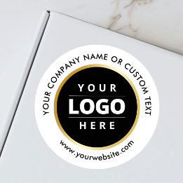 Sticker Rond Black White Gold Stroke Business Logo Livraison