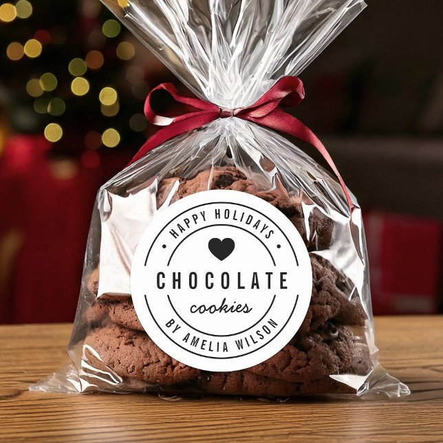 Sticker Rond Black & White Heart Marchandises faites maison Joy (Créateur téléchargé)