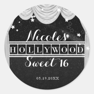 Sticker Rond Black & White HOLLYWOOD Rideaux Fête Favoriser