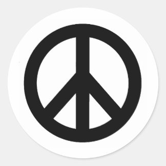 Sticker Rond Black White Peace Sign Symbol