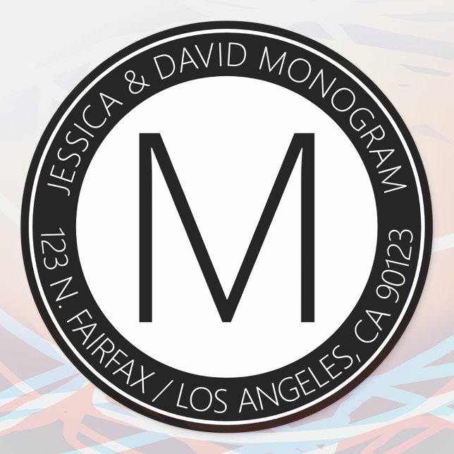 Sticker Rond Black & White & Return Adresse (Créateur téléchargé)