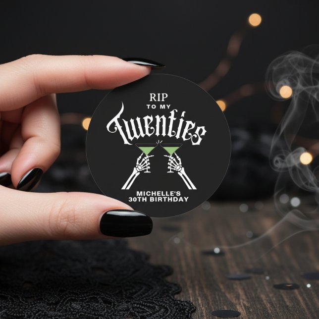 Sticker Rond Black & White RIP To My Twenties 30th Birthday (Créateur téléchargé)