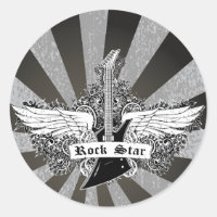 Black white Rock étoiles ailes de guitare électriq
