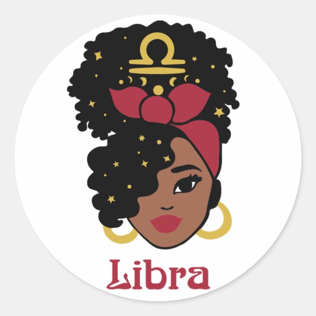 Sticker Rond Black Woman Zodiac Libra (Devant)