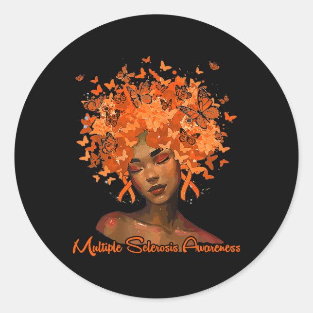 Sticker Rond Black Women Queen Orange Ruban Sclérose Multiple (Devant)