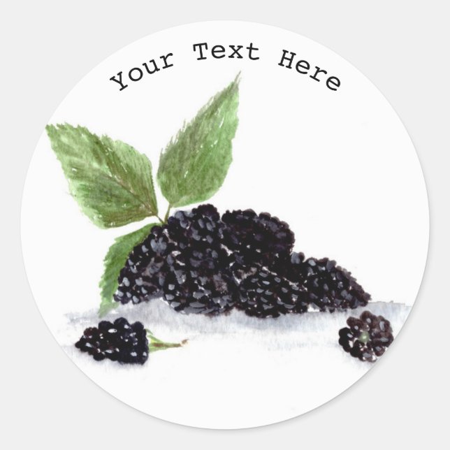 Sticker Rond Blackberries fruits aquarelle baies ferments alime (Devant)