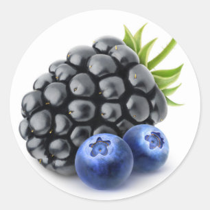 Sticker Rond Blackberry et bleuets
