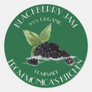 Sticker Rond Blackberry Jam Blackberries Aquarelle baies Cl