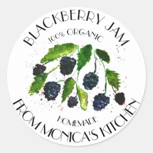 Sticker Rond Blackberry Jam Blackberry Watercolor