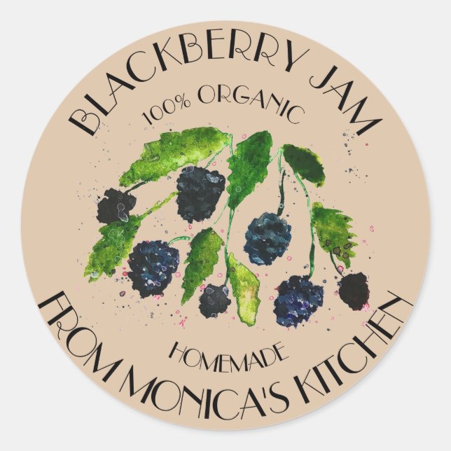 Sticker Rond Blackberry Jam Blackberry Watercolor (Devant)