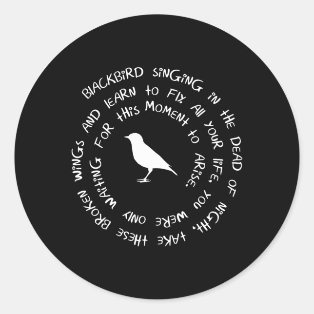Sticker Rond Blackbird Chantant Dans Les Paroles De Dead Of Nig (Devant)