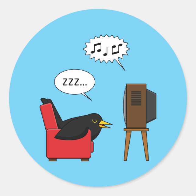Sticker Rond Blackbird Dormir devant la bande dessinée de la té (Devant)