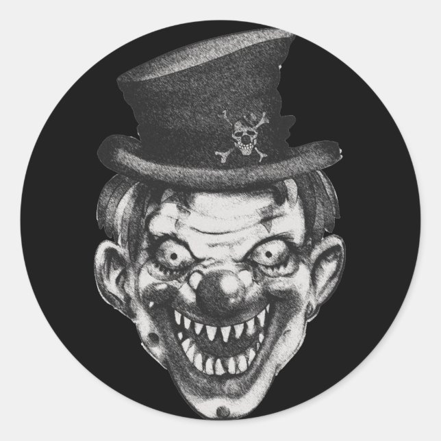 Sticker Rond BlackLines Joyeux Dents Clown (Devant)