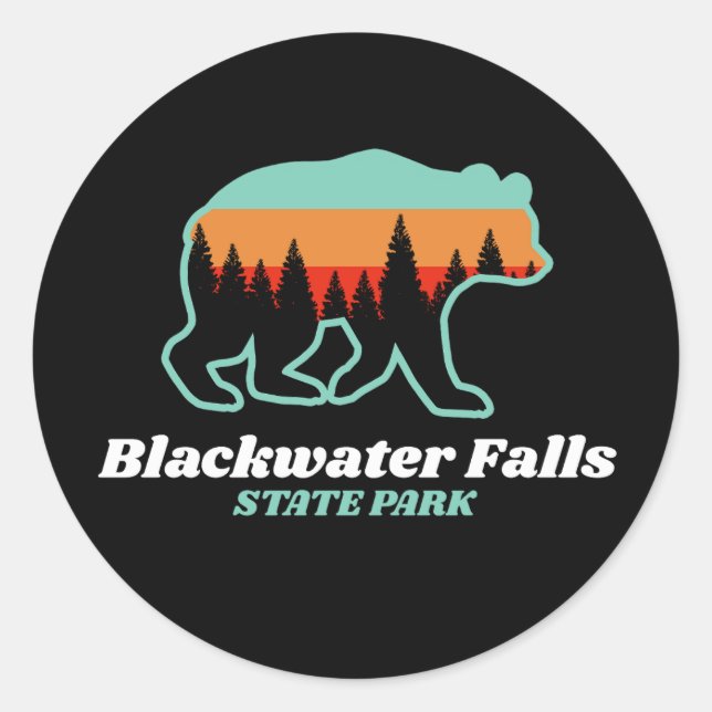 Sticker Rond Blackwater Falls State Park West Virginia Bear (Devant)