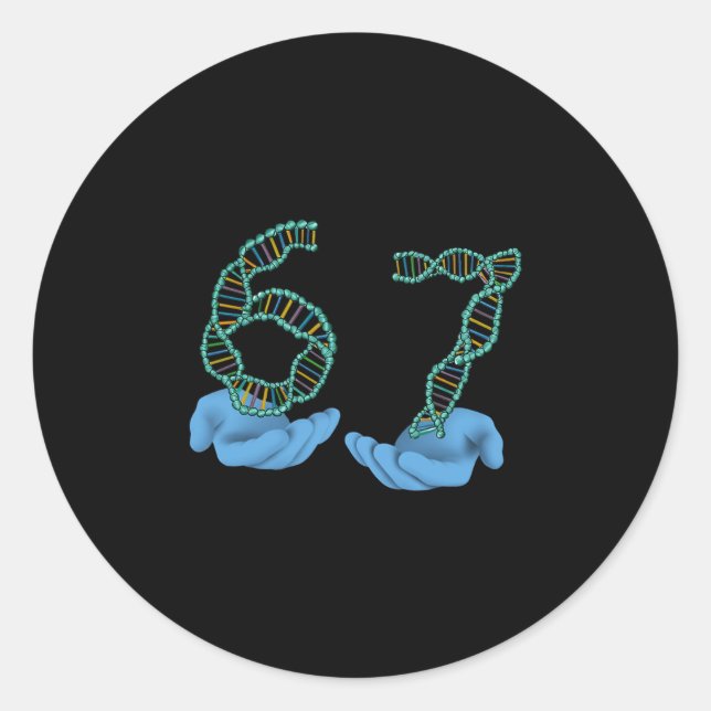 Sticker Rond Blague 67 Numéro Meme Réplication ADN Science Molé (Devant)