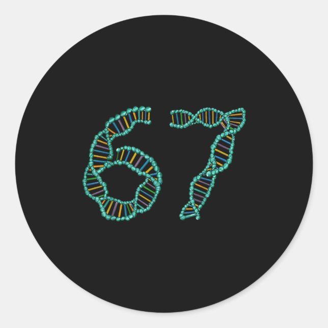 Sticker Rond Blague 67 Numéro Mème Réplication ADN Science Molé (Devant)