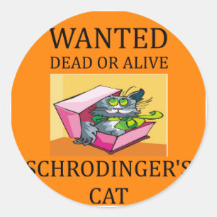Sticker Rond blague de chat de schrodinger
