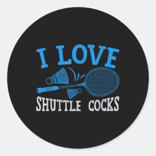 Sticker Rond Blague de match de joueur de badminton amusant 